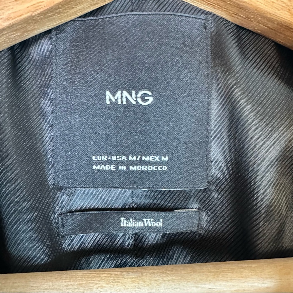 Mango size Medium Woolen Italian Wool Double-Breasted Belted Trench Coat Black - Picture 9 of 14